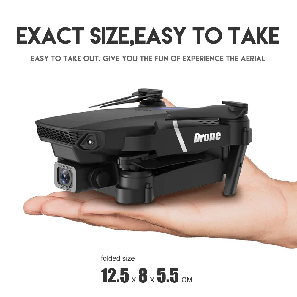 Drone amateur avec Caméra HD, Pliable Drone FPV WiFi Télécommandé, Mini Drone, Cadeau et Jouet pour Débutant avec 2 Batteries