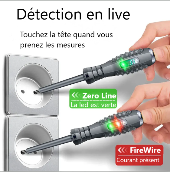 2 Stylos tournevis testeur de couleur à puce intelligente crayon électrique avec détection de coupure de fil