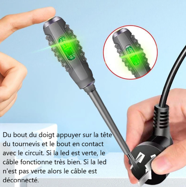 2 Stylos tournevis testeur de couleur à puce intelligente crayon électrique avec détection de coupure de fil