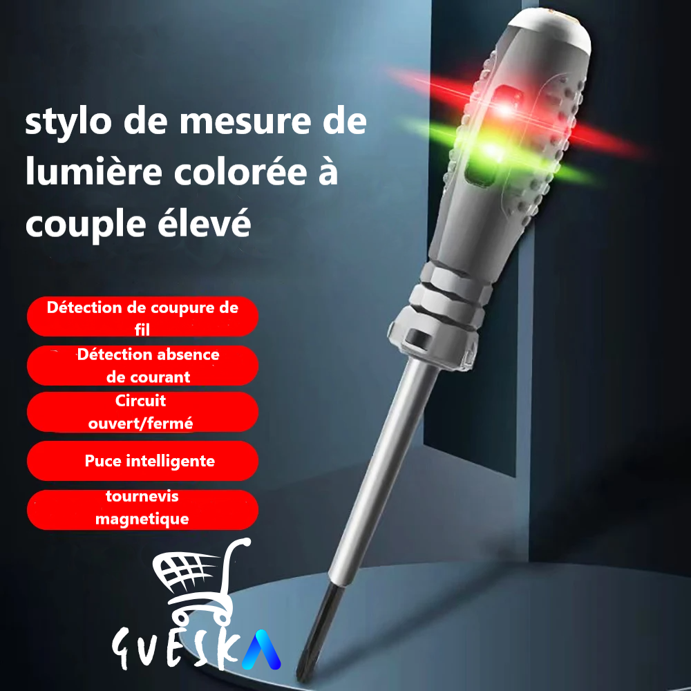2 Stylos tournevis testeur de couleur à puce intelligente crayon électrique avec détection de coupure de fil