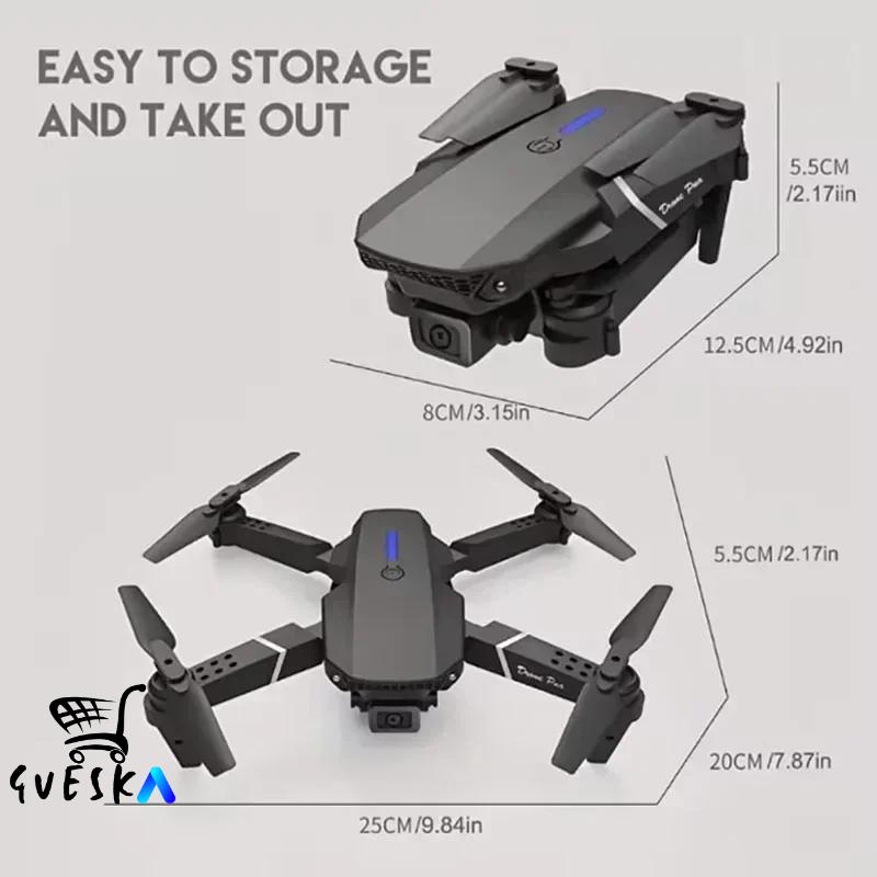 Drone amateur avec Caméra HD, Pliable Drone FPV WiFi Télécommandé, Mini Drone, Cadeau et Jouet pour Débutant avec 2 Batteries