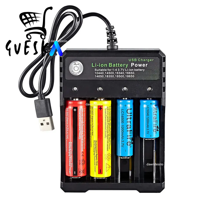 Chargeur de piles avec 4 piles rechargeables, Alcalines, lithium, 4 emplacements