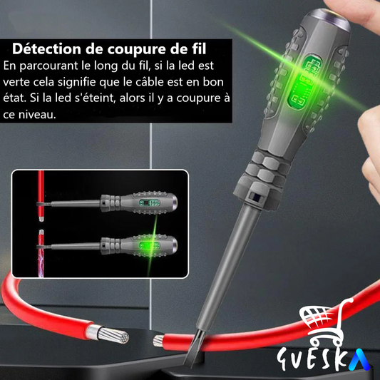 2 Stylos tournevis testeur de couleur à puce intelligente crayon électrique avec détection de coupure de fil